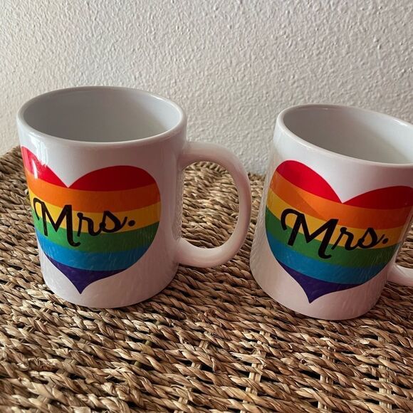 Rock Paper Scissors Mrs Mrs Rainbow Pride Mug Set - Picture 1 of 11